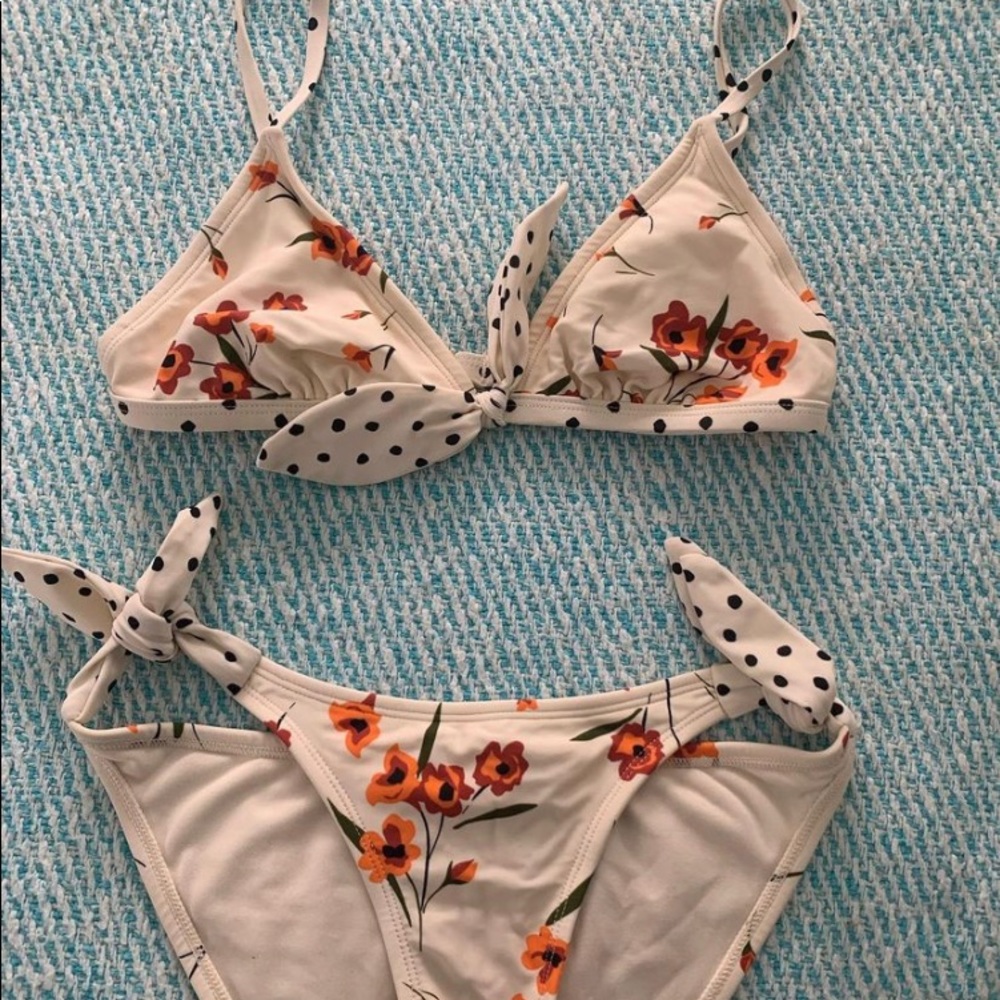 cream flower print bikini
